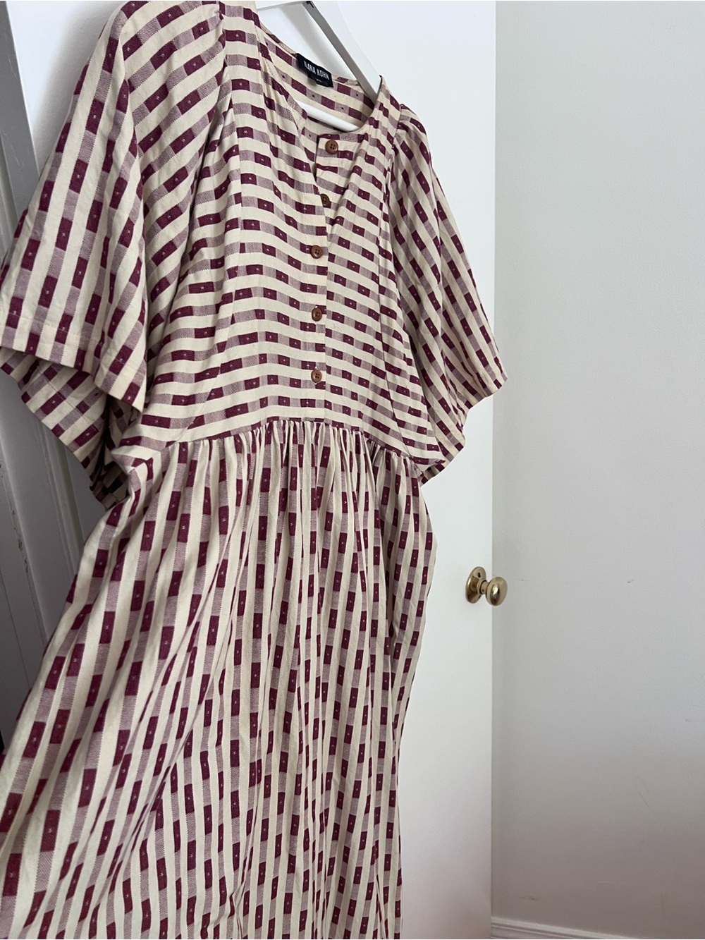 Ilana Kohn Cream Ikat Flare sleeved Maxi Dress - Picture 4 of 6